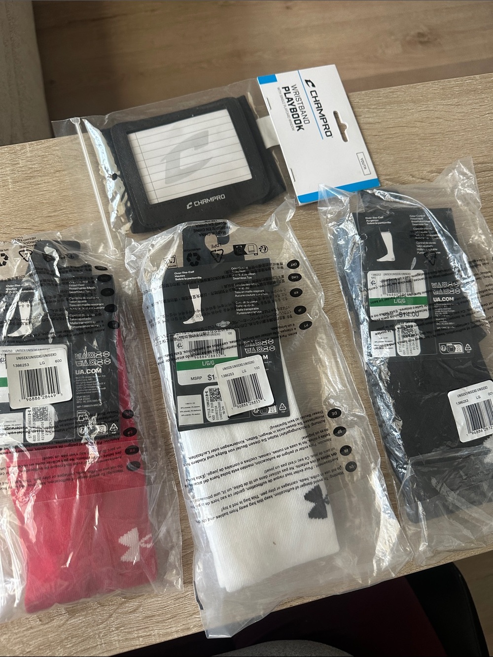 Under Armour 3-Pack Athletic Crew Socks - Red, White, Black